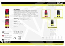 Pantalón elástico tricolor combinado con alta visibilidad y cintas reflectantes segmentadas. Dos bolsos de abertura inclinada en los costados, dos bolsos laterales de plastón con cierre de cremallera y bolsos superpuestos. Dos bolsos traseros interiores. Cortes decorativos con pinza en rodilla. Dos cintas reflectantes segmentadas termoadhesivas en perneras. Cinta decorativa personalizada en bolso de pernera. Elástico en los laterales de la cintura. Trabillas anchas. Detalles reflectantes. Cierre de botón metálico y bragueta de cremallera. - Imagen 4