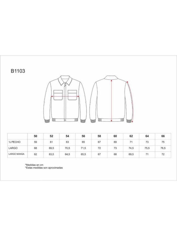WorkTeam Cazadora Trabajo con Cierre de Botones, Cintura Elástica y Dos Bolsos de Pecho. Hombre