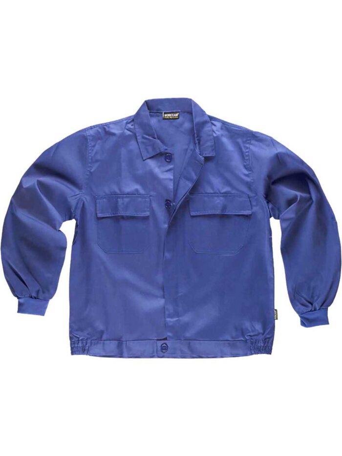 WorkTeam Cazadora Trabajo con Cierre de Botones, Cintura Elástica y Dos Bolsos de Pecho. Hombre