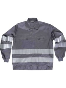 WorkTeam Cazadora con cierre de cremallera, 2 bolsos de pecho y cintas reflectantes. Hombre