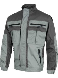 WorkTeam Cazadora Bicolor de Cremallera, Cuello de Tira, 2 Bolsos de Pecho y 2 Bajos. Hombre Verde Kaki+Negro S