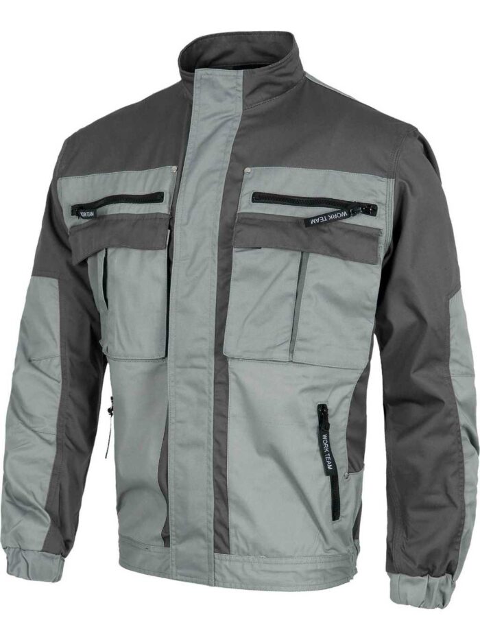 WorkTeam Cazadora Bicolor de Cremallera, Cuello de Tira, 2 Bolsos de Pecho y 2 Bajos. Hombre Verde Kaki+Negro S - Imagen 6