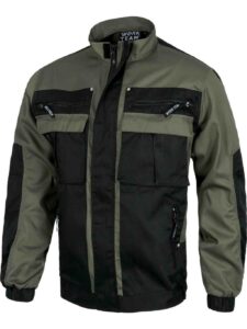 WorkTeam Cazadora Bicolor de Cremallera, Cuello de Tira, 2 Bolsos de Pecho y 2 Bajos. Hombre Verde Kaki+Negro S - Imagen 4