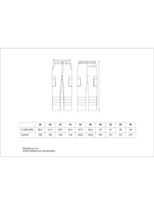Worteam Pantalón trabajo, 2 cintas reflectantes,  cintura elástica y multibolsillos. Construcción, Industria, etc.