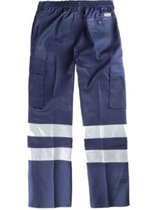 Worteam Pantalón trabajo, 2 cintas reflectantes,  cintura elástica y multibolsillos. Construcción, Industria, etc.