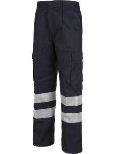 WorkTeam Pantalón trabajo, 2 cintas reflectantes,  cintura elástica y multibolsillos. Construcción, Industria, etc. - Imagen 3