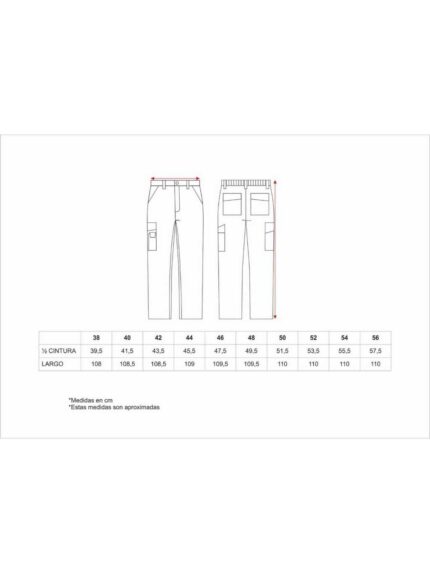 WorkTeam Pantalón con Elástico y Multibolsillos; Triple Costura. Hombre