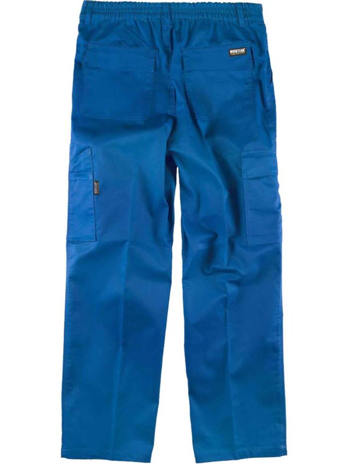 WorkTeam Pantalón con Elástico y Multibolsillos; Triple Costura. Hombre