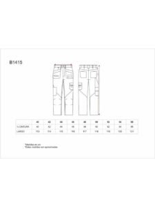 WorkTeam Pantalón sin elástico, Rodilleras, Bolsillos y Perneras a Contraste, Bolsos de Herramientas