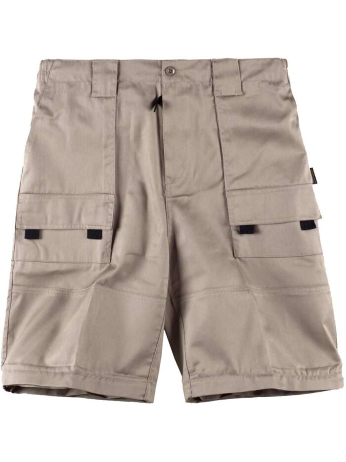 WorkTeam Pantalón con Perneras Desmontables, Cintura elástica y Multibolsillos. Hombre Beige