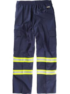 WorkTeam Pantalón con cintura elástica, multibolsillos y dos cintas reflectantes bicolor. HOMBRE