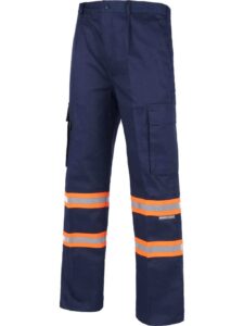 WorkTeam Pantalón con cintura elástica, multibolsillos y dos cintas reflectantes bicolor. HOMBRE