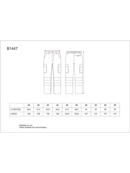 WorkTeam Pantalón de Algodón con Cintura Elástica, Multibolsillos y 2 Cintas Reflectantes. Hombre