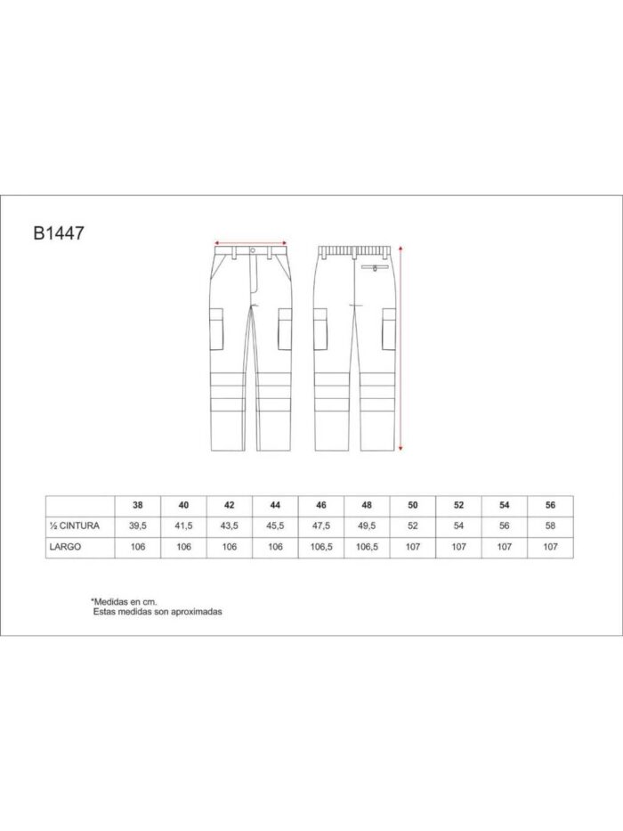 WorkTeam Pantalón de Algodón con Cintura Elástica, Multibolsillos y 2 Cintas Reflectantes. Hombre
