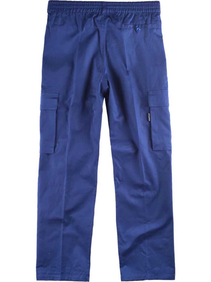 WorkTeam Pantalón con Cintura Elástica, Multibolsillos, 100% Algodón Ligero, Especial Soldadores, Construcción, Trabajo, etc. Hombre
