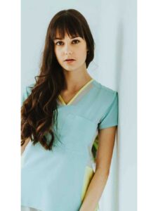 Workteam Casaca Sanitaria Entallada Mujer, Tejido Elástico. Uniforme Sanitario Médico, Enfermera, Dentista, Estética, Veterinaria. Mujer