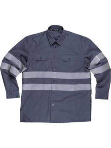 WorkTeam Camisa manga larga con 2 bolsos de pecho y cintas reflectantes. Hombre
