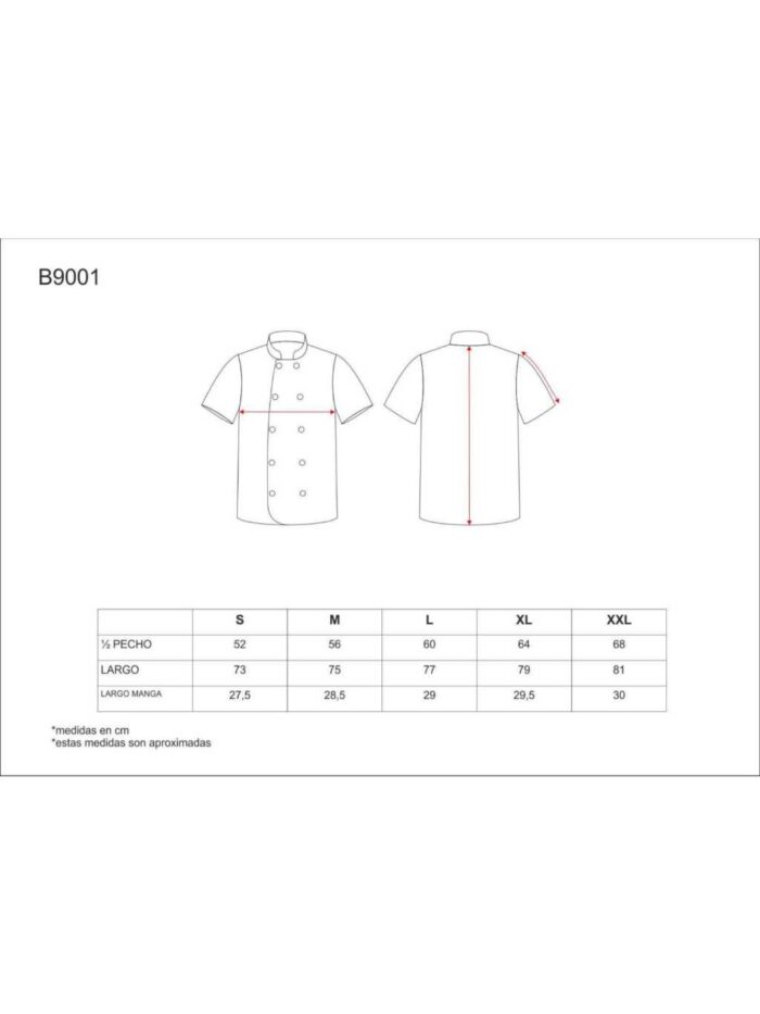 WorkTeam Casaca de Cocina con Cierre de Botones y Manga Corta. Unisex - Imagen 3