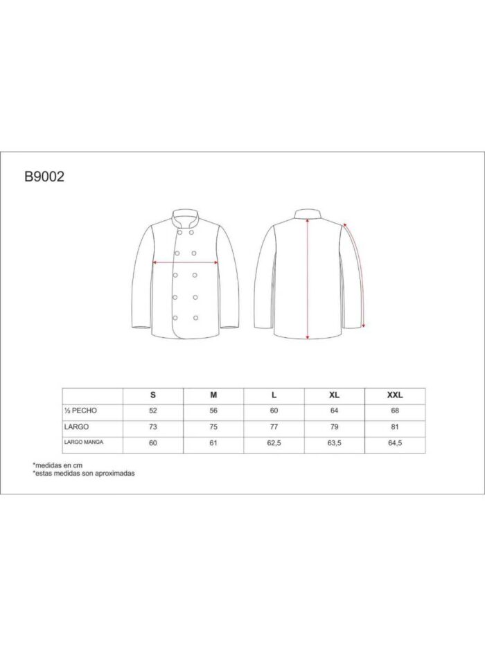 WorkTeam Casaca de Cocina con Cierre de Botones y Manga Larga. Hombre