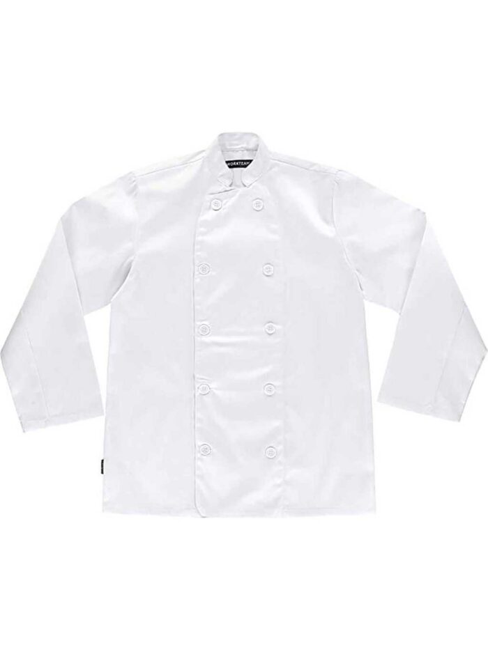 WorkTeam Casaca de Cocina con Cierre de Botones y Manga Larga. Hombre