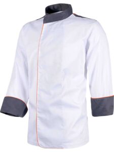 WorkTeam Casaca Cocina combinada, con Vivos en A.V. Tejido Bird-Eye en sisa y Espalda. Tto Antimanchas Hombre