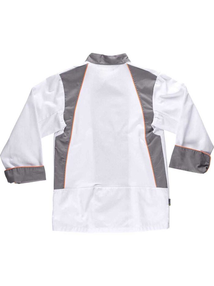 WorkTeam Casaca Cocina combinada, con Vivos en A.V. Tejido Bird-Eye en sisa y Espalda. Tto Antimanchas Hombre