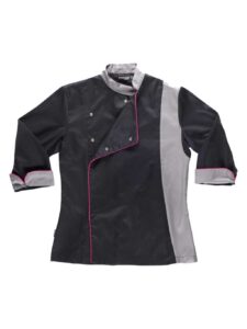 Workteam Casaca Cocina de Mujer combinada con Vivos. Tejido Bird-Eye en sisa y Espalda. Tto Antimanchas Mujer - Imagen 2