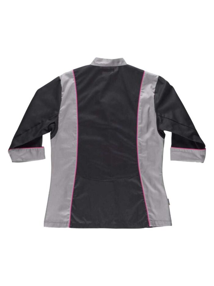 Workteam Casaca Cocina de Mujer combinada con Vivos. Tejido Bird-Eye en sisa y Espalda. Tto Antimanchas Mujer - Imagen 3