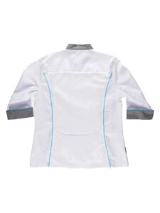 WorkTeam Casaca Cocina de Mujer combinada con Vivos. Tejido Bird-Eye en sisa y Espalda. Tto Antimanchas Mujer - Imagen 4