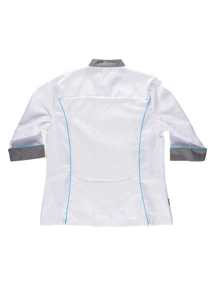 WorkTeam Casaca Cocina de Mujer combinada con Vivos. Tejido Bird-Eye en sisa y Espalda. Tto Antimanchas Mujer - Imagen 4