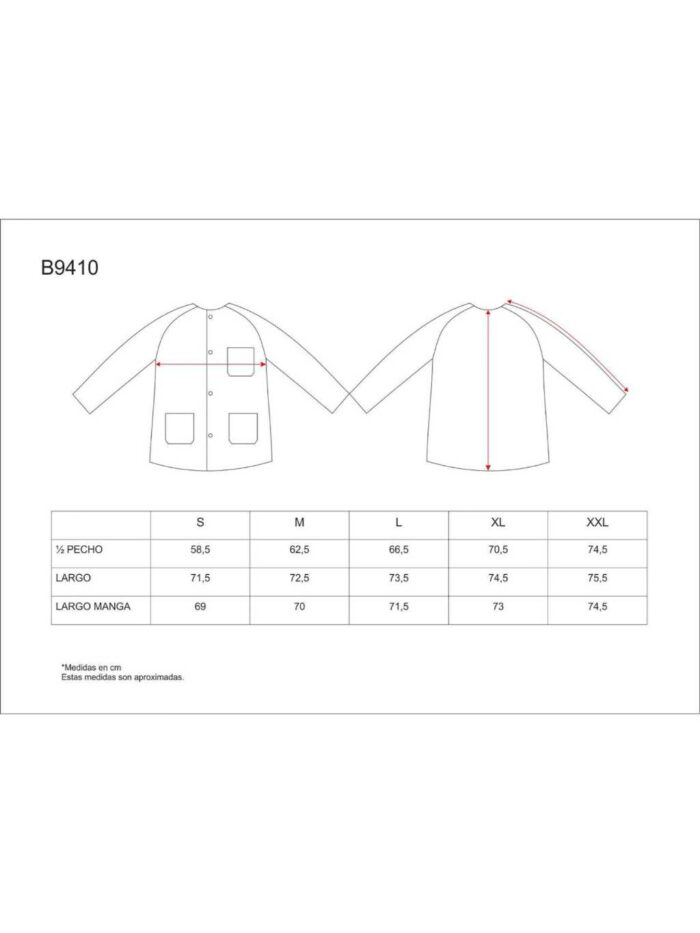 WorkTeam Casaca Sanitario Botones Manga Larga, un Bolso de Pecho y Dos Bajos. Unisex