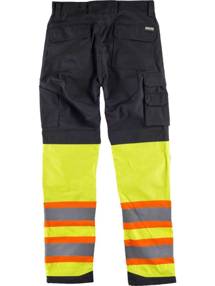 WorkTeam Pantalón Multibolsillos Combinado Alta Visibilidad. Cintas Reflectantes combinadas. Hombre