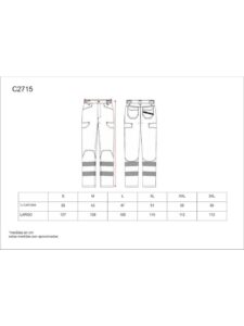 WorkTeam Pantalón de ALTA VISIBILIDAD, Multibolsillos, Combinado con Cintas Reflectantes Discontinuas y Cintas Decorativas Personalizadas, Trabajo. Unisex