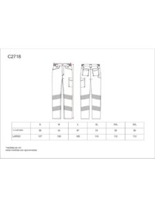 WorkTeam Pantalón de Tejido Elástico Multibolsillos, ALTA VISIBILIDAD y Combinado con Cintas Reflectantes Discontinuas. Unisex