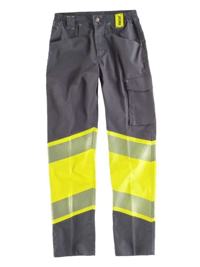 WorkTeam Pantalón de Tejido Elástico Multibolsillos, ALTA VISIBILIDAD y Combinado con Cintas Reflectantes Discontinuas. Unisex - Imagen 3