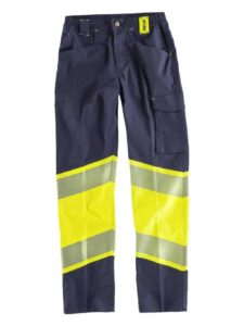 WorkTeam Pantalón de Tejido Elástico Multibolsillos, ALTA VISIBILIDAD y Combinado con Cintas Reflectantes Discontinuas. Unisex