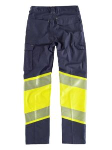 WorkTeam Pantalón de Tejido Elástico Multibolsillos, ALTA VISIBILIDAD y Combinado con Cintas Reflectantes Discontinuas. Unisex