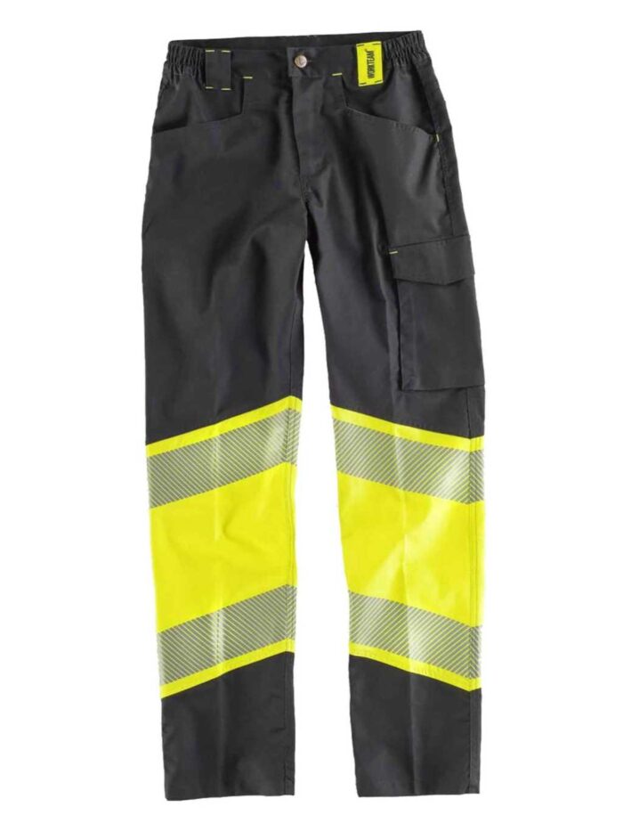 WorkTeam Pantalón de Tejido Elástico Multibolsillos, ALTA VISIBILIDAD y Combinado con Cintas Reflectantes Discontinuas. Unisex - Imagen 2