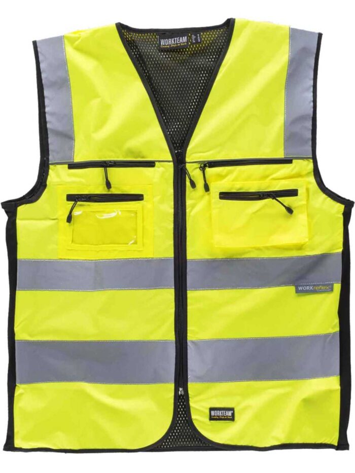 WorkTeam Chaleco multibolsillos alta visibilidad. Cintas reflectantes diferentes tamaños. EN ISO 20471:2013 HOMBRE