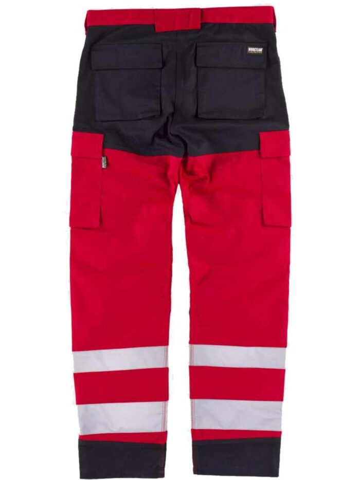 WorkTeam Pantalón Combinado de Triple Costura y con Cintas Reflectantes. Dos Bolsos de Fuelle con Abertura Inclinada en los costados, un Bolsillo Rel Hombre - Imagen 2