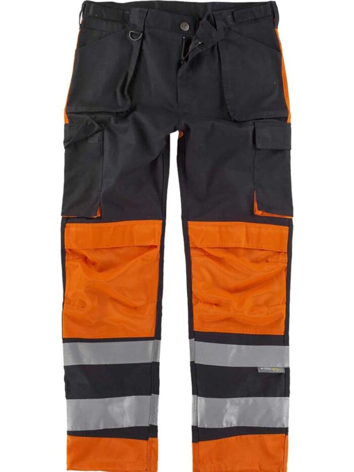 Workteam Pantalón Trabajo de Alta Visibilidad, Triple Costura, Tejido Grueso y Cintas Reflectantes. Hombre - Imagen 2