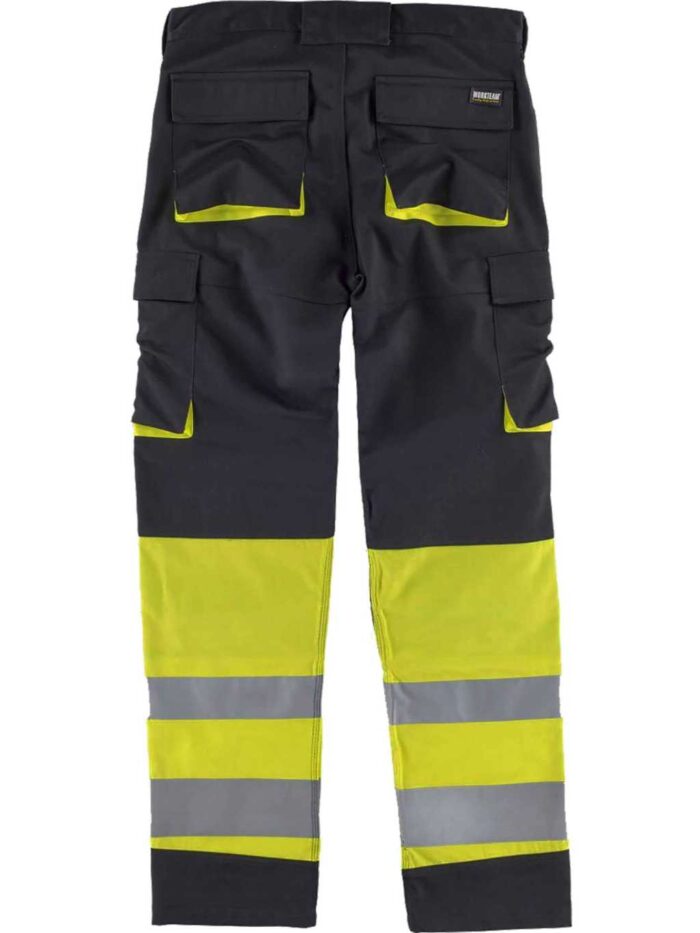 WorkTeam Pantalón Multibolsillos Combinado Alta Visibilidad. Cintas Reflectantes Diferentes Tamaños. Hombre