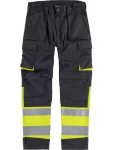 WorkTeam Pantalón Multibolsillos Combinado Alta Visibilidad. Cintas Reflectantes Diferentes Tamaños. Hombre