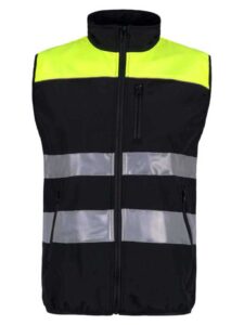 WorkTeam Chaleco Workshell Impermeable, Cortavientos, Combinado con Alta Visibilidad, Cintas Reflectantes de Diferentes Tamaños. Hombre