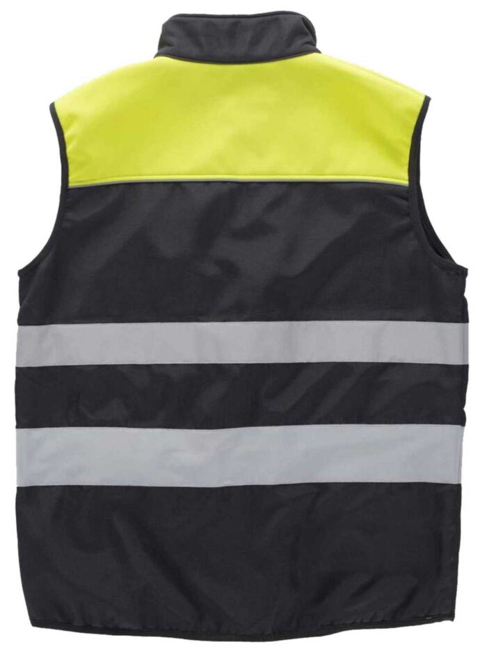 WorkTeam Chaleco Workshell Impermeable, Cortavientos, Combinado con Alta Visibilidad, Cintas Reflectantes de Diferentes Tamaños. Hombre