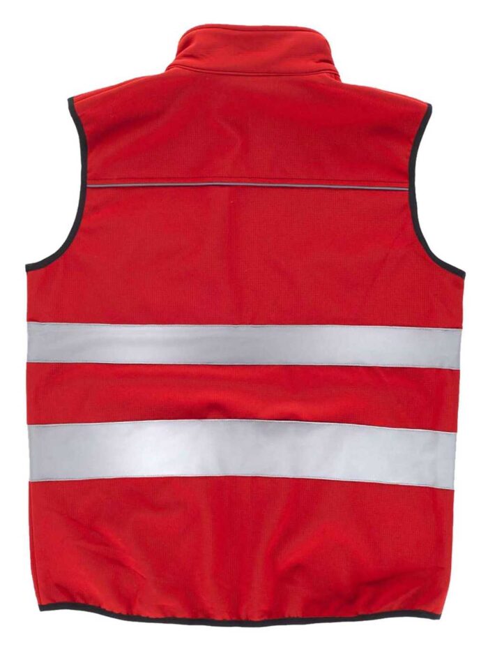 WorkTeam Chaleco Workshell con Tejido Ripstop de Alta Visibilidad con canesús y Cintas Reflectantes. Cuello Alto y Cierre de Cremallera de Nylon. Un Hombre