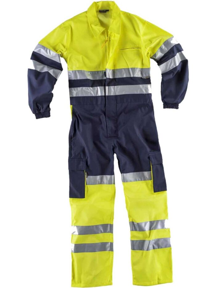 WorkTeam Buzo Recto Combinado y Multibolsillos, Mono de Trabajo Alta Visibilidad y Cintas Reflectantes