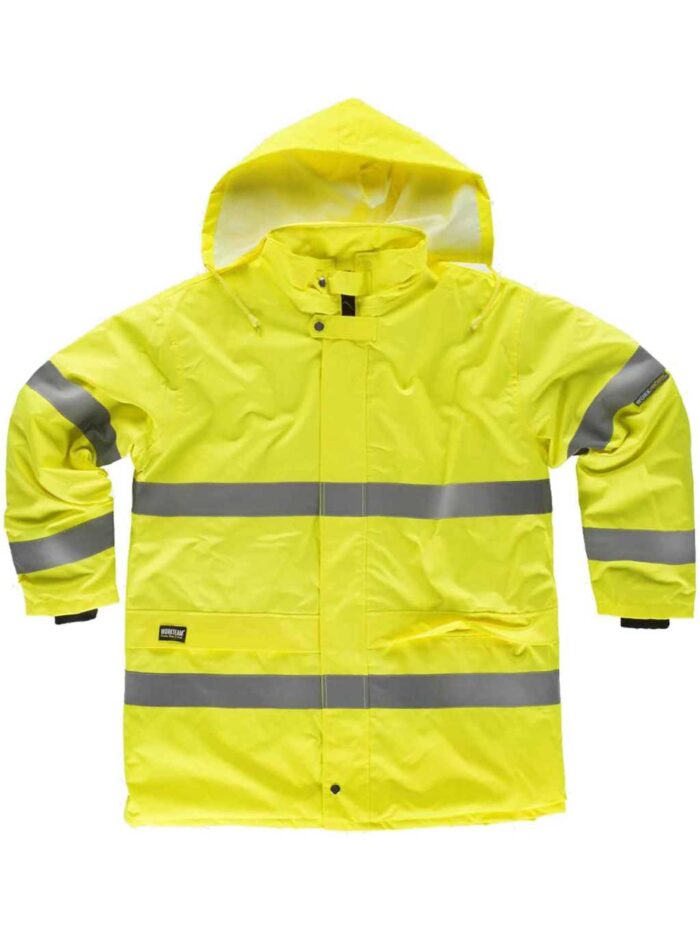 WorkTeam Parka Trabajo Acolchada, Abrigo Alta Visibilidad, con Cierre de Cremallera y Cintas Reflectantes. EN471. Unisex