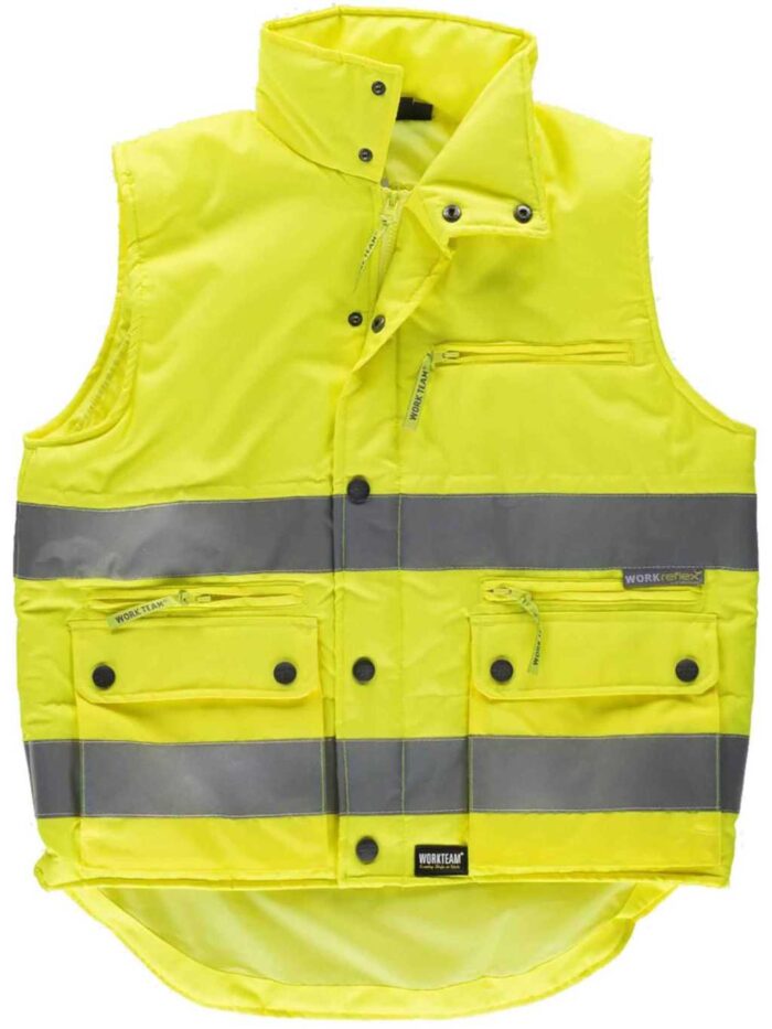 WorkTeam Chaleco Multibolsillos de Alta Visibilidad con Cintas Reflectantes Hombre