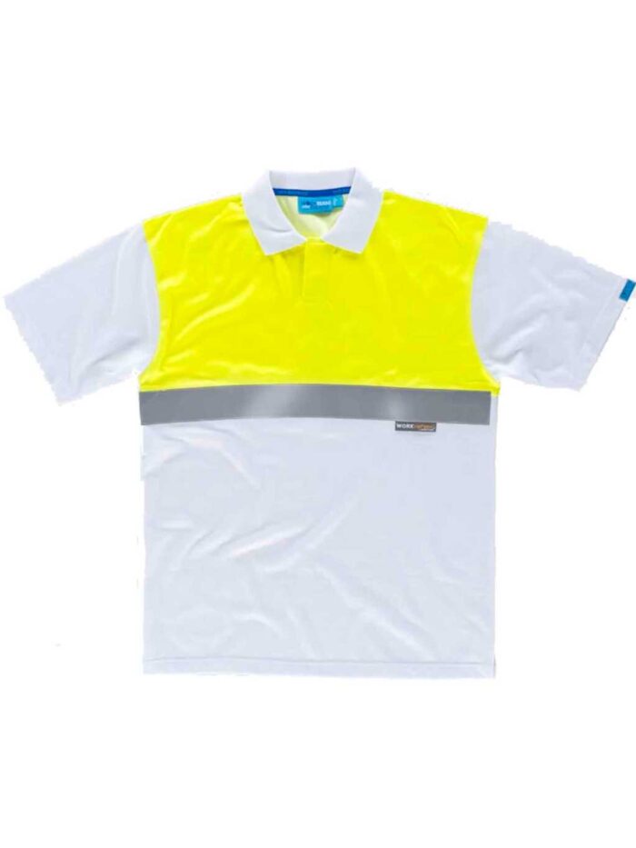 Workteam Polo Trabajo ANTIBACTERIANO, Alta Visibilidad, de Manga Corta, cierre de Velcro, Algodón. Ideal Alimentación, Laboratorio, Sanidad, etc. Unisex - Imagen 2